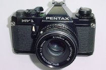 Pentax MV 1 35mm Film SLR Camera with Pentax-M 50mm F/2 SMC Lens - Black