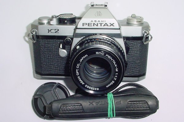 Pentax K2 35mm Film SLR Manual Camera with Pentax-M 55mm F/2 SMC Lens