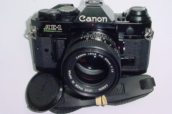 Canon AE-1 Program 35mm SLR Film Manual Camera with Canon 50mm F/1.4 FD Lens