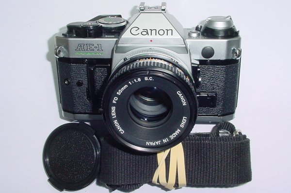 Canon AE-1 Program 35mm SLR Film Manual Camera + Canon 50mm F/1.8 FD S.C. Lens