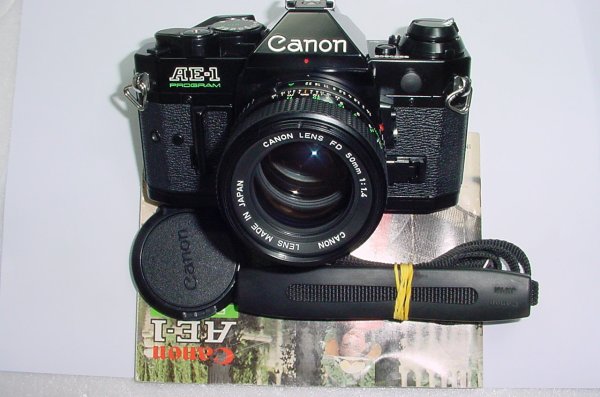 Canon AE-1 Program 35mm SLR Film Manual Camera + Canon 50/1.4 FD Lens Excellent