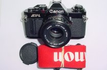 Canon AV-1 35mm Film SLR Manual Camera with Canon 50mm F/1.8 FD Lens - Black