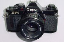 Canon AV-1 35mm Film SLR Manual Camera with Canon 50mm F/1.8 FD Lens - Black