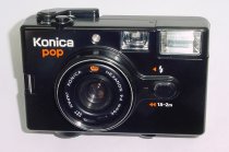 Konica pop 35mm Film Point and Shoot Camera 36mm F4 Lens in Black