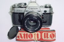 Canon AE-1 35mm SLR Film Manual Camera with Canon 50mm F/1.8 FD Lens