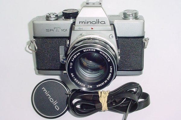 minolta SRT101 35mm Film Manual SLR Camera with Minolta 50/1.7 MD Lens