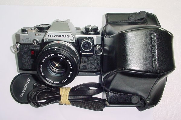 Olympus OM10 35mm Film SLR Manual Camera with Olympus 50/1.8 Zuiko Lens + MA