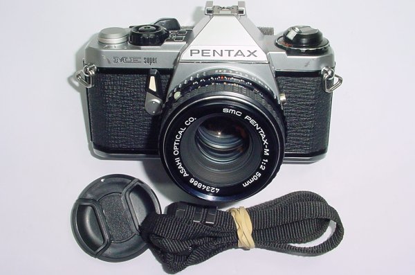 Pentax ME Super 35mm Film Manual SLR Camera with Pentax-M 50mm F/2 smc Lens