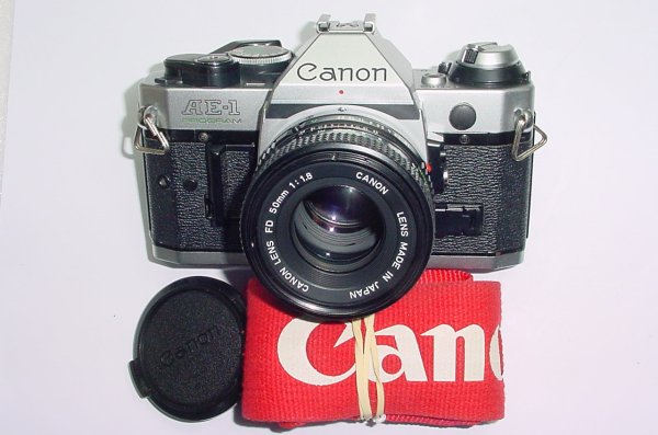 Canon AE-1 Program 35mm SLR Film Manual Camera with Canon 50mm F/1.8 FD Lens