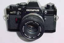 Olympus OM10 QUARTZ 35mm Film SLR Camera with 50mm F/1.8 Zuiko Lens - Black